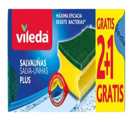 ESTROPAJO SALVAUÑA VILEDA ANTIBACTERIAS P/2+1