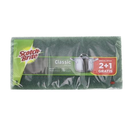 ESTROPAJO VERDE  C/ESPONJA SCO/BRI CLASSIC P/2+1 U