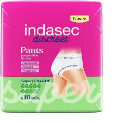 PAÑAL/BRAGA INDASEC PANT L PLUS DISCREET P/10 UD