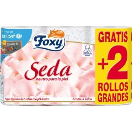 PAPEL HIGIENICO FOXY SEDA 3 CAPAS 21,6M P/4+2 UD