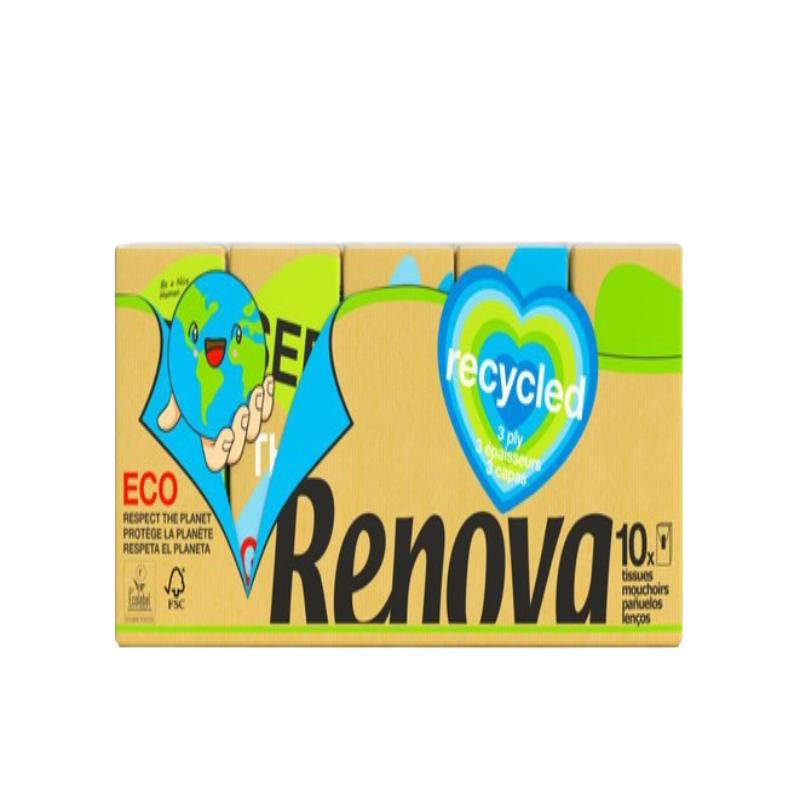 PAÑUELOS PAPEL RENOVA RENOVAGREEN P/10 UD