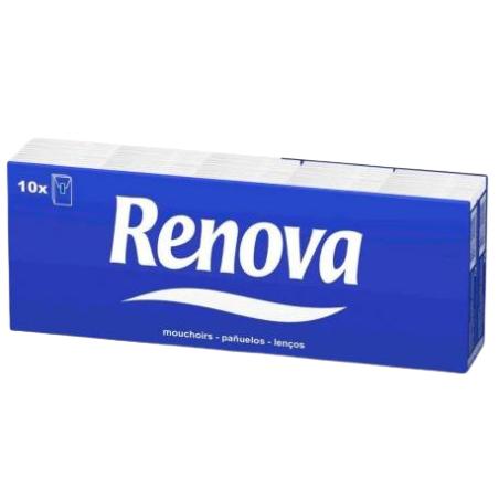 PAÑUELOS PAPEL RENOVA 1/8 BLANCO P/10 UD