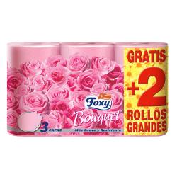 PAPEL HIGIENICO FOXY BOUQUET 3 CAPAS P/4+2 UD