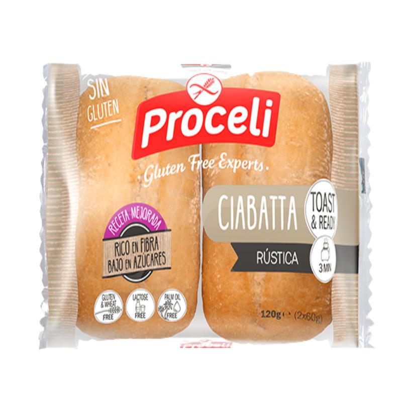 S/GLUTEN PROCELI PAN CIABATTA RUSTICA 120GR B/2 UD