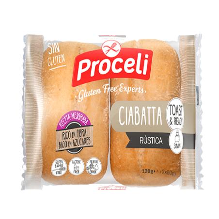 S/GLUTEN PROCELI PAN CIABATTA RUSTICA 120GR B/2 UD