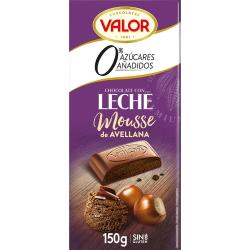 CHOCOLATE VALOR LECHE MOUSSE AVELLANA S/AZ 150GR