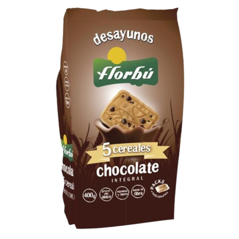 GALLETAS INTEGRAL 5 CEREALES CHOCOL.FLORBU B/370.G
