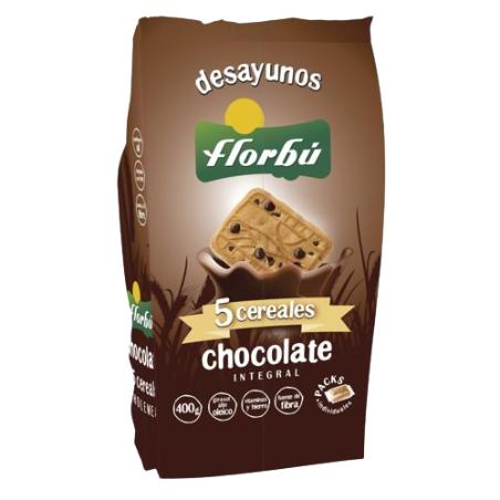 GALLETAS INTEGRAL 5 CEREALES CHOCOL.FLORBU B/370.G