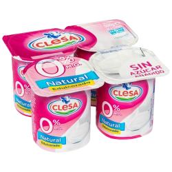 CLESA YOGUR DESNATADO SABOR NATURAL PACK-4 UD