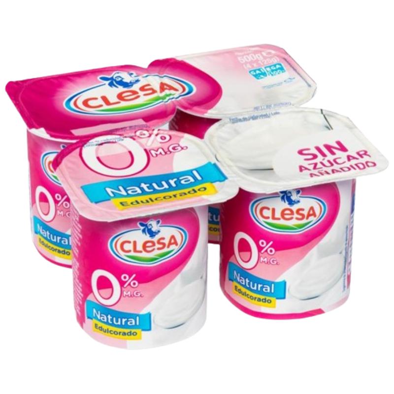 CLESA YOGUR DESNATADO SABOR NATURAL PACK-4 UD
