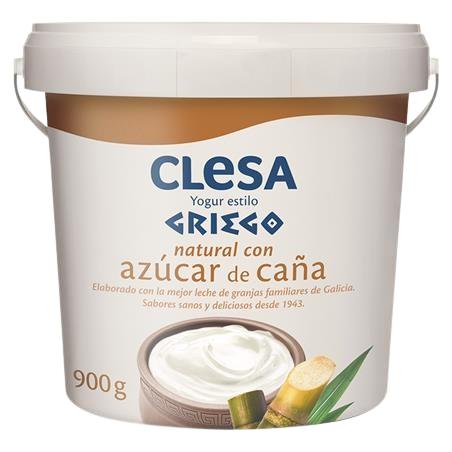 CLESA YOGUR GRIEGO CON AZUCAR DE CAÑA CUBO 900 GR