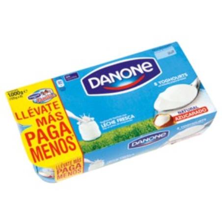 DANONE YOGUR NATURAL/AZUCARADO P/8 UD