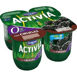 DANONE ACTIVIA 0% CON CIRUELAS PACK-4UD