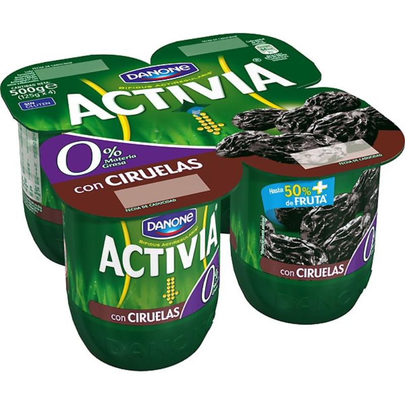 DANONE ACTIVIA 0% CON CIRUELAS PACK-4UD