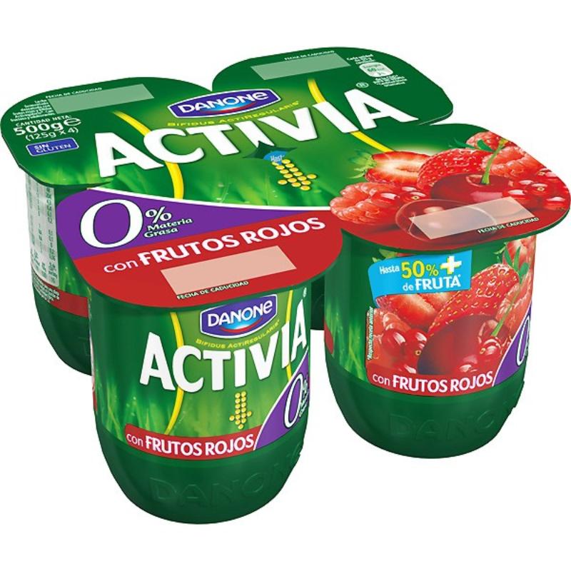 DANONE ACTIVIA 0% CON FRUTOS ROJOS  PACK-4UD
