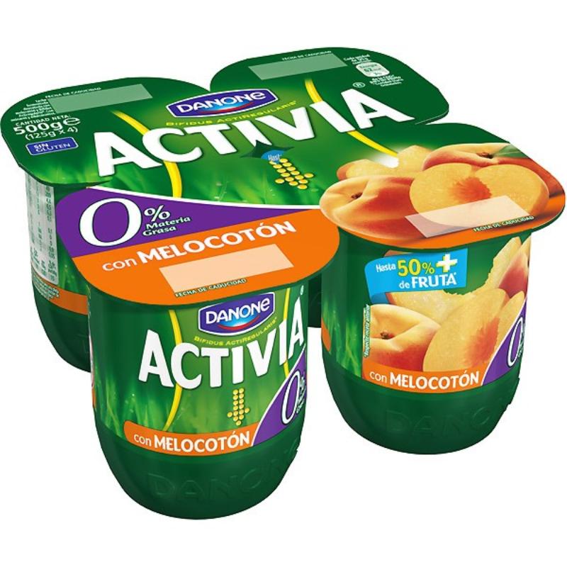 DANONE ACTIVIA 0% MELOCOTON DESNATADO PACK-4UD