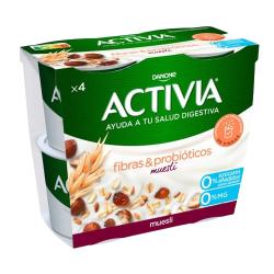 DANONE ACTIVIA FIBRA 0% C/MUESLI  PACK-4UDX120GR