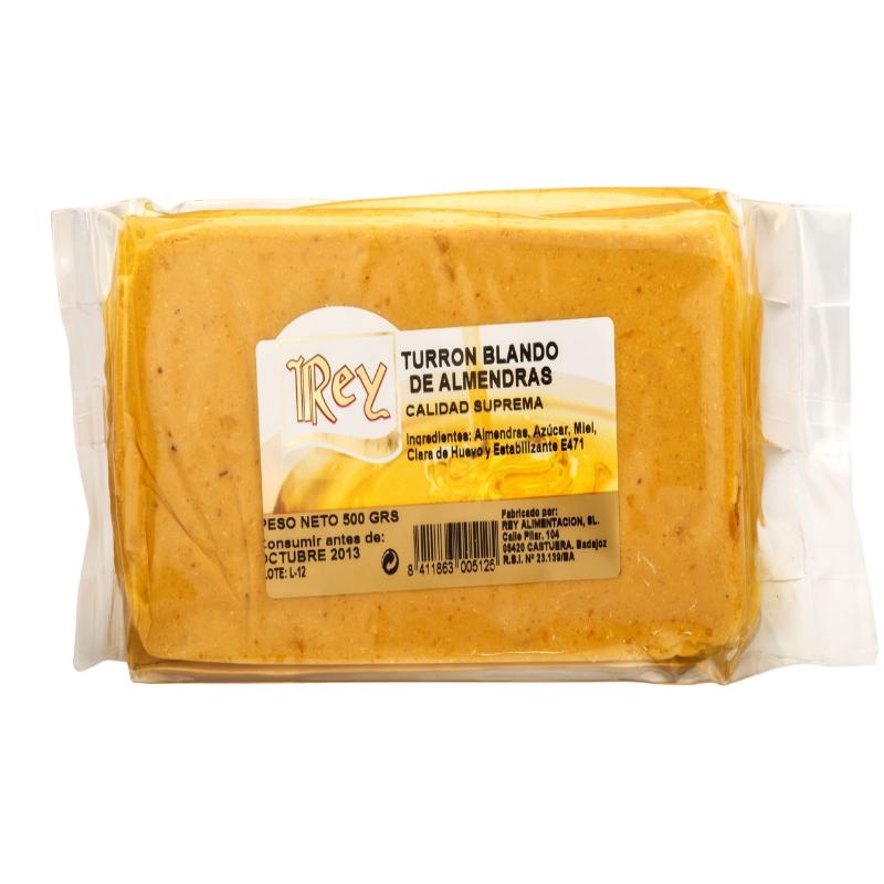 TURRON REY ARTESANO BLANDO ALMENDRA BLOQUE 500 GR