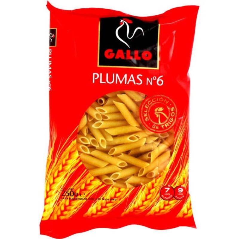MACARRONES GALLO PLUMA/6 B/250 GR