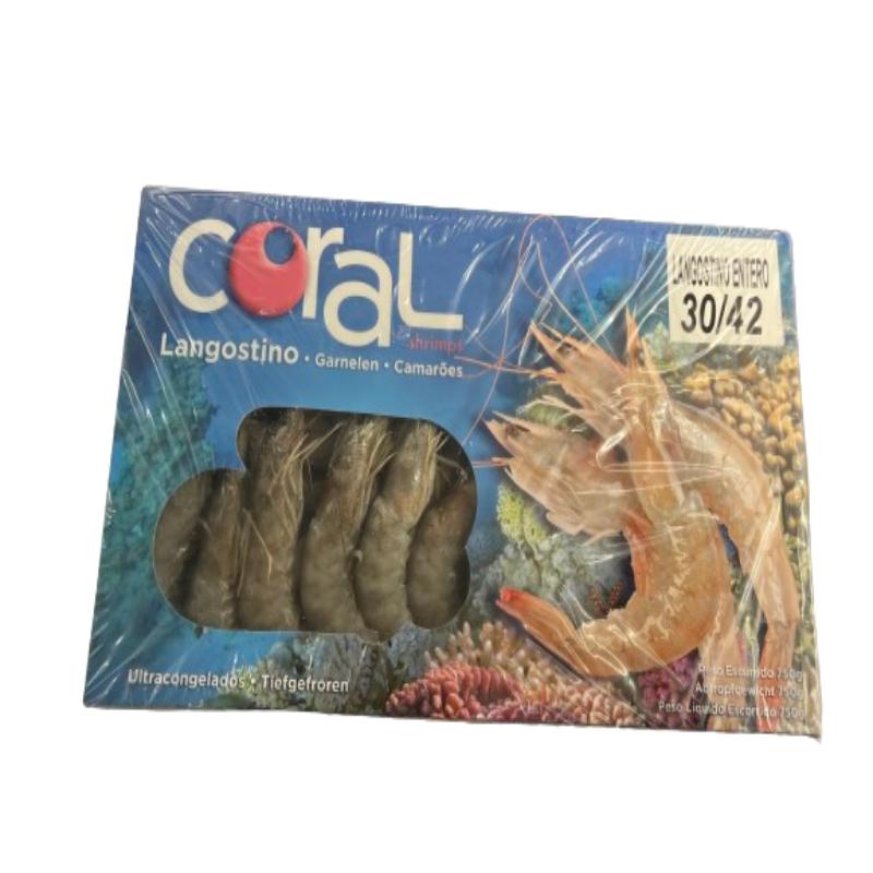 LANGOSTINO CRUDO 30/42 CORAL EST/750GR NETO 