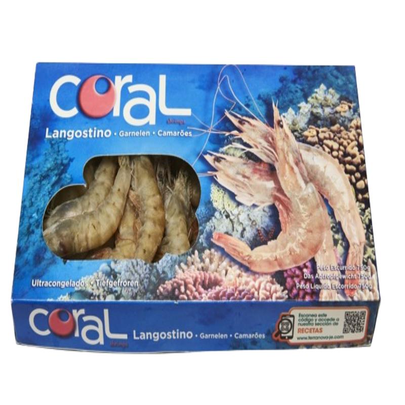 LANGOSTINO CRUDO 42/56 CORAL EST/750GR NETO