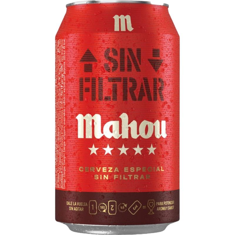 CERVEZA MAHOU 5*****SIN FILTRAR LATA/33.CL.