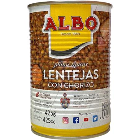 LENTEJA CON CHORIZO ALBO  L/390 GR