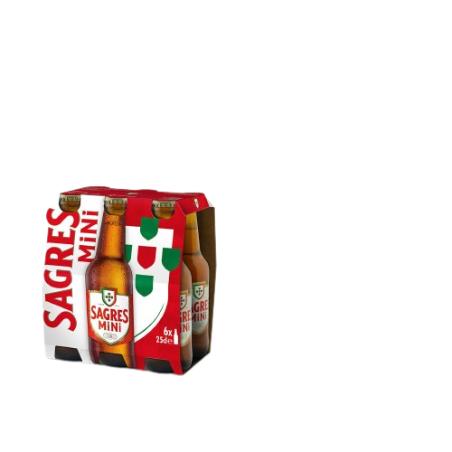 CERVEZA SAGRES-PORTUGAL B/CRISTAL 25.CL MINI X UD.