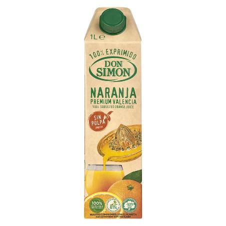 ZUMO DON SIMON 100% EXPRIMIDO NARANJA S/PULPA 1 L.