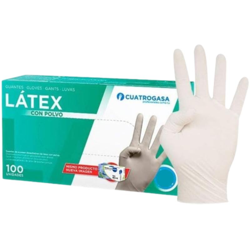GUANTES LATEX C/POLVO 4 GASAS TALLA L  P/100 UD