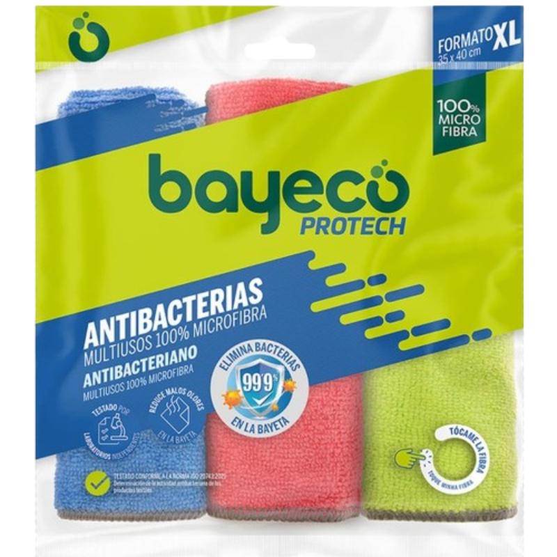 BAYETA MICROFIBRAS MULTICOLOR BAYECO ANTIB. P/3 UD