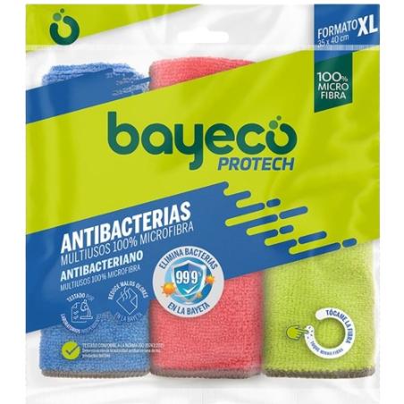 BAYETA MICROFIBRAS MULTICOLOR BAYECO ANTIB. P/3 UD
