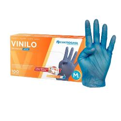 GUANTES VINILO S/POLVO 4 GASAS T/M. P/100 UD