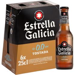 CERVEZA E.GALICIA 0,0%TOSTADA PACK-6 BOTELLIN25 CL