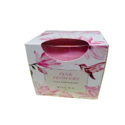 VELA AMBIENTADOR VASO SATINADO FLORES ROSAS
