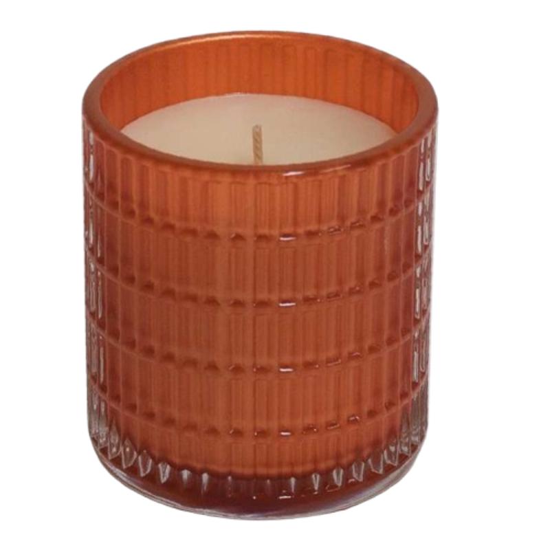 VELA AMBIENT. VASO RELIEVE COBRE COPPERY RUBY
