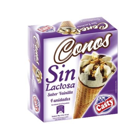 HELADO CASTY CONO VAINILLA SIN LACTOSA PACK-4U
