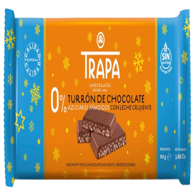 TURRON TRAPA CHOCOLATE LECHE O% CRUJIENTE T/110GR
