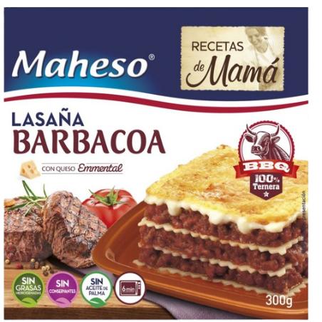LASAÑA CONG. MAHESO CARNE C/BARBACOA 300 GR.