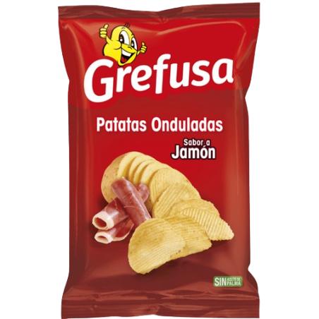 PATATAS FRITAS GREFUSA SABOR JAMON-ONDULAD B/120GR