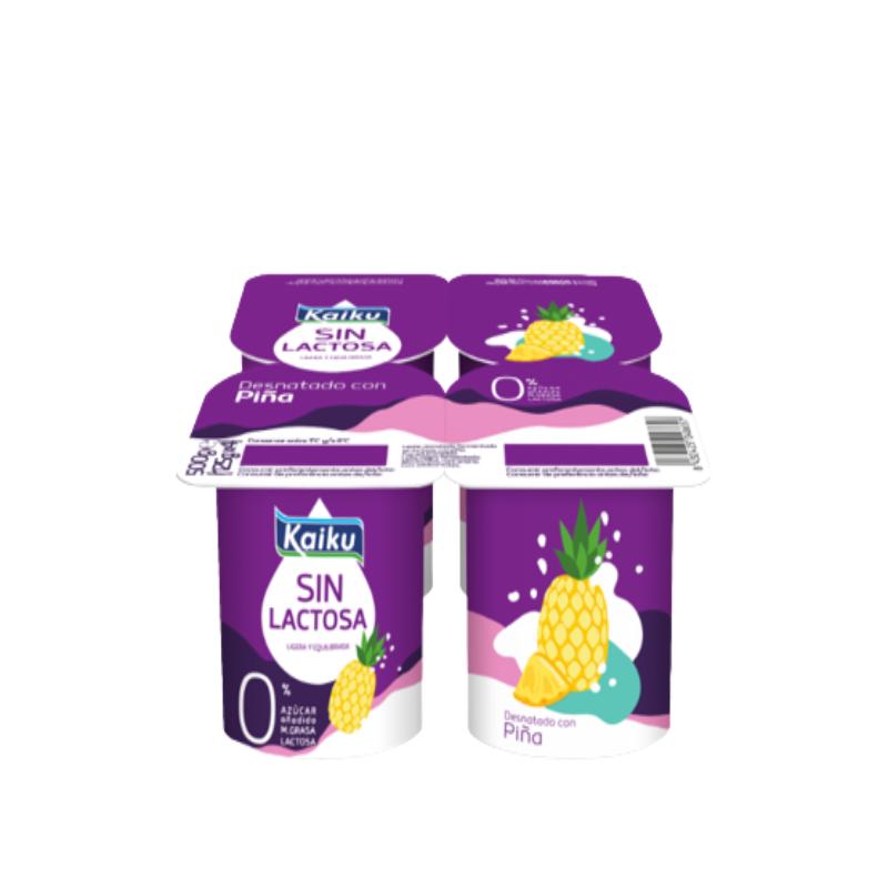 KAIKU YOGUR DESNATADO S/LACTOSA C/PIÑA PACK-4 UD