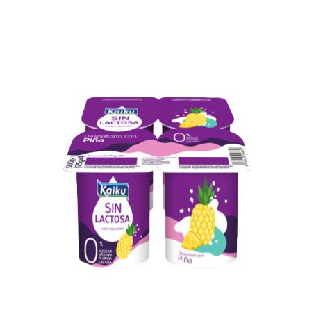 KAIKU YOGUR DESNATADO S/LACTOSA C/PIÑA PACK-4 UD