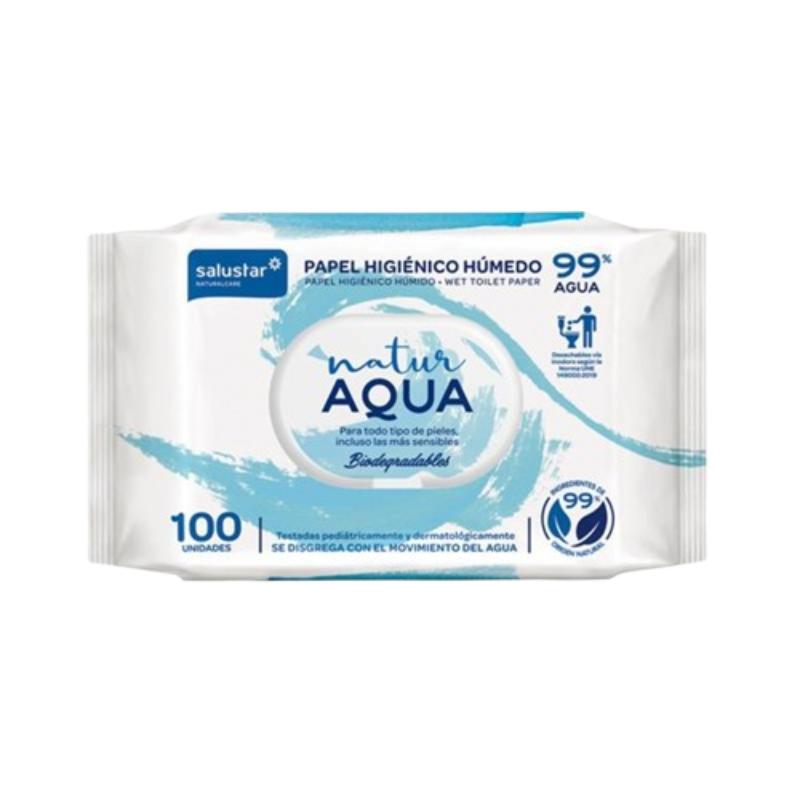 PAPEL HIGIENICO HUMEDO WC AQUA NATUR P/100 UD