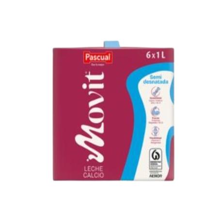 LECHE PASCUAL MOVIT CALCIO SEMIDESNATADA BRICK 1 L