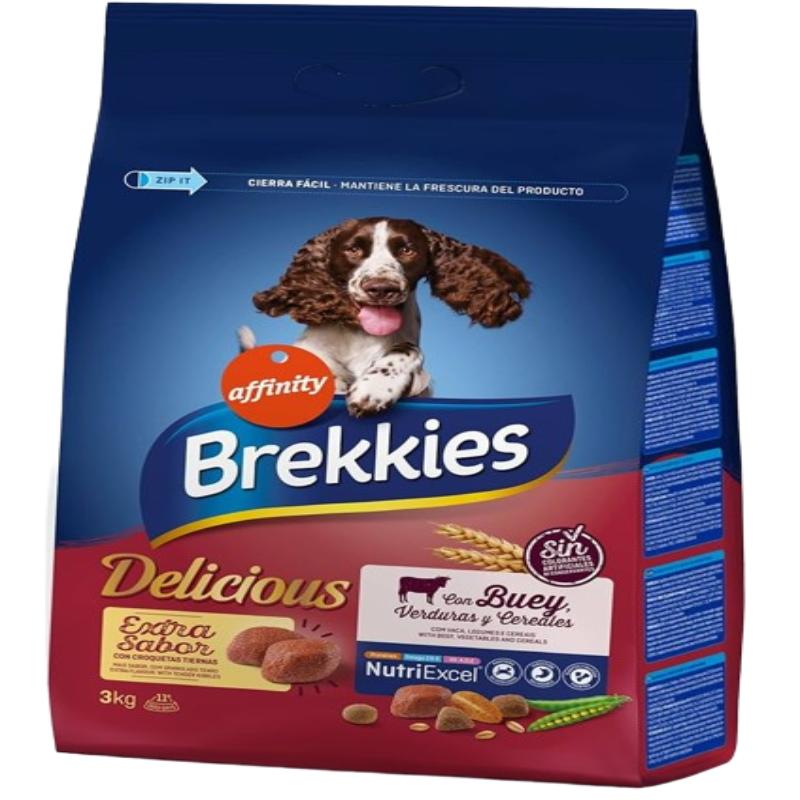 COMIDA PERROS BREKKIES DELICUOUS BUEY SACO 3 KG
