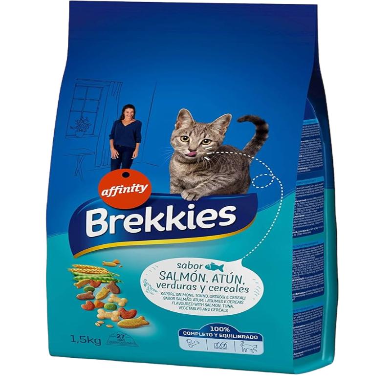 COMIDA GATOS BREKKIES PESCADO Y VERD. SACO 1.5 KG