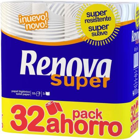 PAPEL HIGIENICO RENOVA SUPER 2 CAPAS 32 ROLLOS