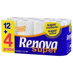 PAPEL HIGIENICO RENOVA SUPER 2 CAPAS 12+4 ROLLOS
