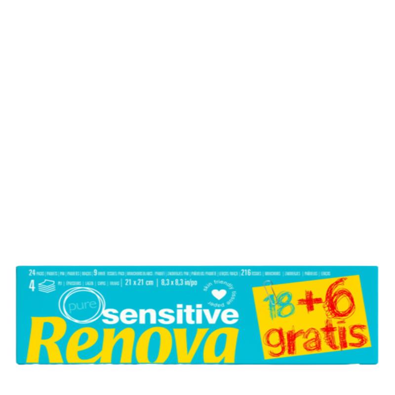PAÑUELOS PAPEL RENOVA SENSITIVE P/18+6 UD