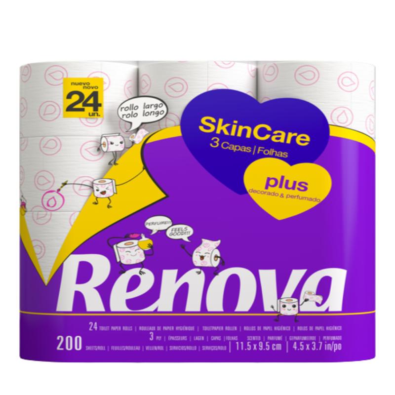 PAPEL HIGIENICO RENOVA 3 CAPAS SKIN CARE P/24 UD